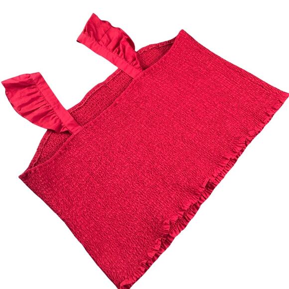 Old Navy Womens Size 3X Red Smocked Sleeveless Ruffle Top Romantic Coquette - Picture 3 of 9